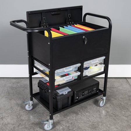 LUXOR File Cart with Locking Cabinet and Storage Bins UCWS003